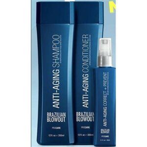 Brazilian Blowout Anti Aging bundle Shampoo, Conditioner & Correct Prevent Spray